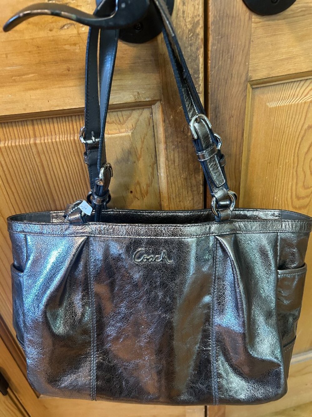 Authentic Coach Metallic Gold Leather Tote Handbag